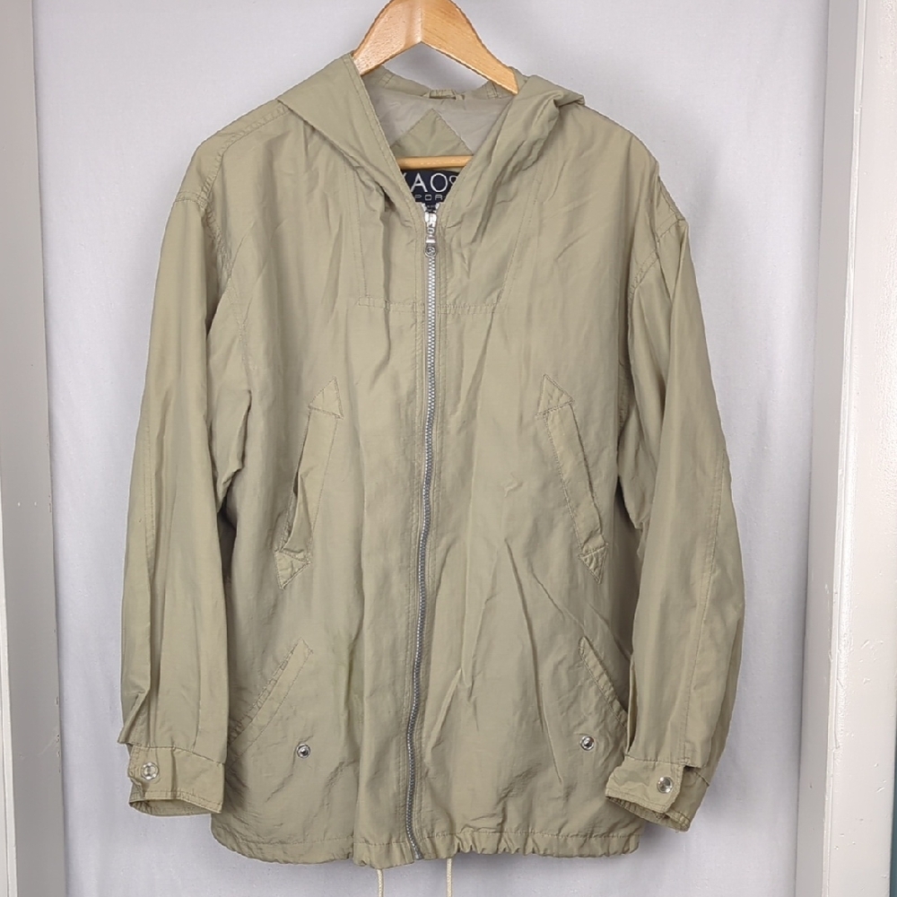 KAOS SPORT Women's Tan Nylon Rain Jacket Windbreaker With Hood